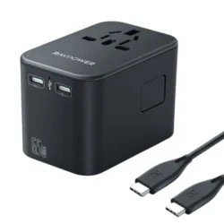 Ravpower Pd Pioneer 65W 3-Port Travel Charger With 100W  C-C Cable - Black
